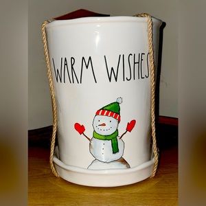 Rae Dunn WARM WISHES Snowman Planter
